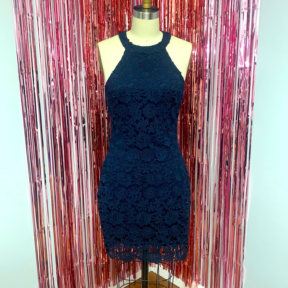 Lace blue dress